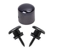 Ntcpefy 1x Black Electric Guitar Volume Tone Control Knob & 2Pcs Mushroom Guitar Strap Buttons Strap Black