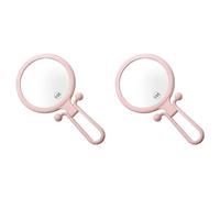 Ntcpefy 2 Pcs 10X Handheld Magnifier, Double Sided Folding Makeup Mirror, Portable Handheld Mirror with Adjustable Handle(Pink)