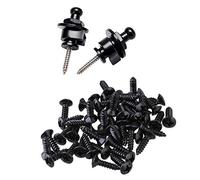 Ntcpefy 2 Set Accessories: 1 Set 2Pcs Guitar Strap Lock Pin Peg & 1 Set 50X Guitar Bass Screws for Scratchplates Pickguard,Black