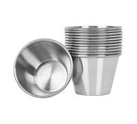 Ntcpefy Pack of 12 - Premium Brushed Steel Condiment Sauce Cups Spices Pots Liquid Dips Bowls - 2.5Oz 70Ml