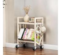 NTDMSFWM Large Capacity Movable Bookshelf Organizer Rack, Rolling Book Cart with Wheels,Multi-Layer Storage Rack for Office Home(White - 2 layers,19.7x9.8x46.5in)