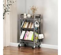 NTDMSFWM Large Capacity Movable Bookshelf Organizer Rack, Rolling Book Cart with Wheels,Multi-Layer Storage Rack for Office Home(Gray - 3 layers,27.6x9.8x46.5in)