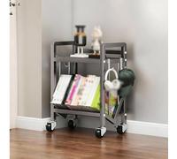 NTDMSFWM Large Capacity Movable Bookshelf Organizer Rack, Rolling Book Cart with Wheels,Multi-Layer Storage Rack for Office Home(Gray - 2 layers,27.6x9.8x32.1in)