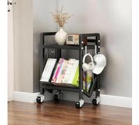 NTDMSFWM Large Capacity Movable Bookshelf Organizer Rack, Rolling Book Cart with Wheels,Multi-Layer Storage Rack for Office Home(Black - 2 layers,27.6x9.8x32.1in)