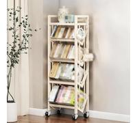 NTDMSFWM Large Capacity Movable Bookshelf Organizer Rack, Rolling Book Cart with Wheels,Multi-Layer Storage Rack for Office Home(White - 5 layers,27.6x9.8x46.5in)