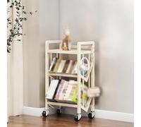 NTDMSFWM Large Capacity Movable Bookshelf Organizer Rack, Rolling Book Cart with Wheels,Multi-Layer Storage Rack for Office Home(White - 3layers,27.6x9.8x57.7in)