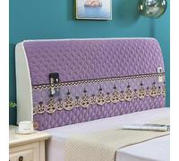 NTDRULFK Headboard Covers King Size Slipcover with Pocket Organizer, Thicken Quilted Fleece Bed Head Protector, Dustproof Cover with Stretch Side and Pocket, Washable purple 150cm