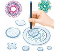 NTEK 27PCS Spiral Art Drawing Kit, Geometric Design Ruler Set with Flower Pattern Templates, Creative Educational Craft Activity for Kids, Students & Beginners,Children
