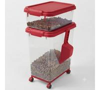 NTEK 3 Piece Airtight Pet Food Storage Container Set with Measuring Scoop & Wheels, Large Plastic Dog Food Storage Bin, Cat Food Dispenser, Dry Food, Treat & Biscuit Storage Box with Locking Lid