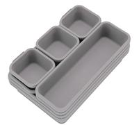 NTEK 8pcs Interlocking Drawer Organizer Plastic Storage | Desk Drawer Organizer | Trays Dividers for Kitchen Office Desk Make-Up Clothing Jewelry Craft Bathroom organizing (GREY)
