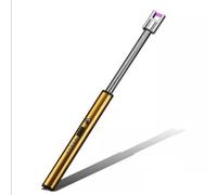 NTEK Candle Lighter USB Rechargeable | Windproof Flameless Arc Lighter with Flexible Neck and Hook | Electric Arc Long Lighter Ignition | Flexible Long Lighter for Kitchen Outdoor BBQ Camping (GOLDEN)