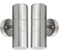 NTEK GU10 Stainless Steel Double Indoor Outdoor Wall Lights, Modern Aluminum Up and Down Wall Lights, IP65 Garden Wall Lamp ZLC03 for Home, Garden, Entrance, Corridor Courtyard (Sliver, Pack of 10)
