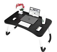 NTEK Laptop Bed Table | Portable Standing Desk with Foldable Legs & Cup Slot | Notebook Desk for Laptop, Reading, Watching Movie (BLACK)