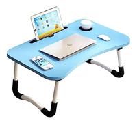 NTEK Laptop Bed Table | Portable Standing Desk with Foldable Legs & Cup Slot | Notebook Table for Laptop, Eating, Reading, Watching Movie on Bed/sofa (BLUE)