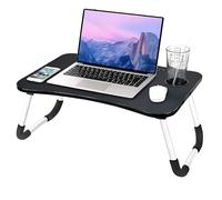 NTEK Laptop Desk, Laptop Bed Table with Foldable Legs & Cup Slot, Tablet Holder, Breakfast Tray, Portable Lap Desk for Sofa, Bed, Couch, Reading & Writing, Watching Movies (BLACK)