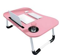 NTEK Laptop Desk, Laptop Bed Table with Foldable Legs & Cup Slot, Tablet Holder, Breakfast Tray, Portable Lap Desk for Sofa, Bed, Couch, Reading & Writing, Watching Movies (PINK)