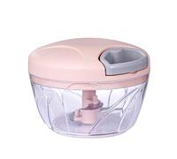 NTEK Multi-Functional Manual Food Chopper | Pull Cord Manual Chopper | Pull String to Slice Vegetables | Curved Stainless Steel Removable Blades Non-Slip Base Food Chopper (500 ML, Pink)