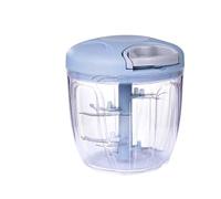 NTEK Multi-Functional Manual Food Chopper | Pull Cord Manual Chopper | Pull String to Slice Vegetables | Curved Stainless Steel Removable Blades Non-Slip Base Food Chopper (900 ML, BLUE)