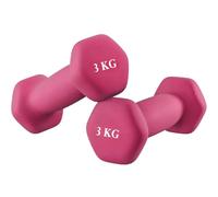 NTEK Neoprene Dumbbells Pair - Hex Hand Weights Set for Women & Men - Anti-Slip, Sweat-Resistant Dumbbell Set for Home Gym, Fitness, Pilates, Arm Workouts & Strength Training (PINK, 3 KG (1PAIR))