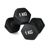NTEK Neoprene Dumbbells Pair - Hex Hand Weights Set for Women & Men - Anti-Slip, Sweat-Resistant Dumbbell Set for Home Gym, Fitness, Pilates, Arm Workouts & Strength Training (BLACK, 1 KG (1PAIR))