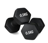NTEK Neoprene Dumbbells Pair - Hex Hand Weights Set for Women & Men - Anti-Slip, Sweat-Resistant Dumbbell Set for Home Gym, Fitness, Pilates, Arm Workouts & Strength Training (BLACK, 0.5 KG (1PAIR))