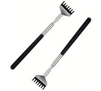 NTEK Portable Extendable Back Scratcher, Back Scratcher Massager, Telescoping Scratcher Tractable Bear Claw Metal Hand Massager Tool, Telescopic Handle for Adults Men Women (Black, Pack of 2)