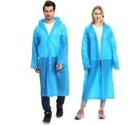 NTEK Rain Poncho Waterproof Raincoat | Reusable Rain Poncho for Adult | Rain Coat with Hoods and Sleeves | Lightweight Eva Transparent Rainwear | Rain Ponchos for Men and Women (blue).