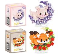 NTEVXZ Fox Buildings Blocks, DIY Pig Building Blocks, Animal Building Blocks Set, 3D Toy DIY Set Children's Birthday Gift, New Year Gift - 2PCS