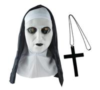 NTEVXZ Horror Cosplay Accessories Scary Halloween Masks Realistic Scary Mask Evil Nun Mask Cross Collar Necklace Cross Necklace Chain for Party Supplies and Cosplay