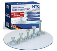 NTG CARGO_STRAP, Screw Fitting Airline Rail Fitting Single End, M8 x 15 mm, 10 Pieces, 500 kg Load Capacity, Galvanized, For 20 mm Hole Diameter, Van Compatible