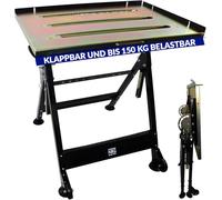 NTG Folding Welding Table With Stepless Tilt, Workbench With Steel Plate - Workbench Workshop Table