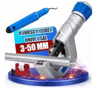 NTG Pipe Cutter Set (3-50 mm) with Large and Small Pipe Cutter and Deburrer - Versatile for Stainless Steel, Copper, Aluminium, Steel or Plastic - Includes Deburring -