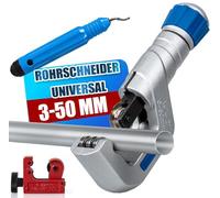 NTG Pipe Cutter Set with Large and Small Pipe Cutter and Deburring Tool (3-50 mm) - Versatile for Stainless Steel, Copper, Aluminium, Steel or Plastic - Includes Deburrer