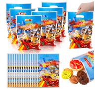 NTGFU 50Pcs Hot Kids Birthday BagS with Handle- Wheels ParTy Goodie Bag for Car Party Bag Fillers, Boys Girls Autos Gift Bags for Theme Birthday Party Supplies Party Favor Candy Bag