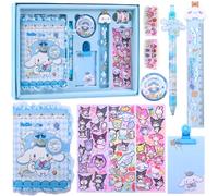 NTGFU Cute Stationery Set, Kawaii Stationery School Supplies Includes Cartoon Notebook Pen Badge Stickers Ruler and Tapes, Christmas Stationery Birthday Gifts for Girls Boys Kids