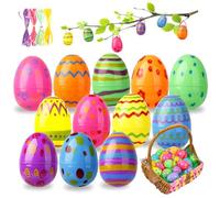NTGFU East er Plastic Egg Decorations-36PCS Easter Fillable Hanging Eggs for Trees Large Colorful Plastic Eggshell Bulk with Hinge for Easter egg Hunt Filling Treats Easter Basket Stuffers Party Favor