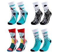NTGFU Nightmare Christmas Halloween Socks Pack of 4- Nightmare Christmas Socks Novelty Calf SockS, Soft Breathable SockS, Printed Horror SockS for Men Women Teen Party Halloween ChristmaS Fancy Dress