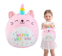 NTGFU Unicorn Cat Plush Pillow, 9.8inch Cute Cat Birthday Plush Toys, Kawaii Soft Plushies Huggable Toy Stuffed Animal Happy Birthday Gifts for Girls Kids