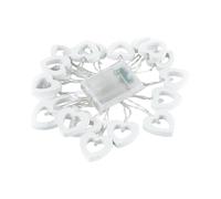 NTHFECG LED Romantic Heart Fairy Lights, 2 metres, 20 Wooden Hearts, Battery Operated, Romantic Decoration for Valentine's Day, Weddings, Parties (White)
