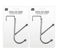 NTI 2X Over The Door Strong Hooks Coat Jacket Trouser Robe Towel Clothes Bags Single Heavy Duty Chrome Hangers Rail Rack Wardrobe Space Saver Home & Office Double Hook Storage Solutions UK Free P&P