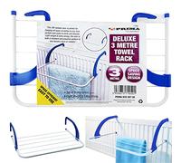 NTI 3M | DELUXE RADIATOR TOWEL RACK PRIMA Clothes Airer Drying Washing Line Hanging Laundry Lightweight Efficient Storage Home Kitchen Indoor & Outdoor UK FREE P&P, White & Blue