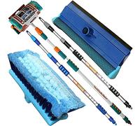 NTI 3M PREMIUM Heavy Duty ALUMINIUM TELESCOPIC Water Fed 9.8 Feet Extendable Car Van Trucks Caravans Conservatories Boats, Decking Wash Window Cleaning SQUEEGEE Brush Soft Cushioned Grip UK FREE P&P