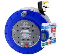 NTI Epline 4 Way 10 Meters Heavy Duty Extension Cord Reel, Blue, Retractable, Manual, 10A Rated, BS EN 61242 Approved, Home, Office, Industrial Use