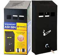 NTI MARKSMAN Ash Bin | Steel Ashtray Black Compact Pub Club Home Office Flat Cigarette Cigar Wall Mounted Lockable Heavy Duty + Keys UK FREE P&P, W14.7cm x D6.0cm x H32.3cm