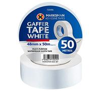 NTI MARKSMAN DUCT TAPE Waterproof ORIGINAL DIY Heavy Duty GAFFER Cloth 2" 48MM x 50M BLACK WHITE SILVER GREY Strong Durable Adhesive REPAIR High Strength Builders Tool UK FREE P&P (WHITE, 2 X Rolls)