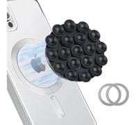 NTidea Silicone Suction Phone Case Magnetic Phone Mount, Silicon Hands-Free Phone Accessory for iPhone and Android, Mirror Shower Phone Holder, Tiktok Videos and Selfies, Black