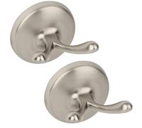 Ntipox Brushed Nickel Towel Hooks Antique, 2 Pack Coat Robe Hook Heavy Duty Bathroom Double Hook Wall Mounted, Hand Towel Hooks for Kitchen
