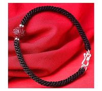 NTIYOU Bracelets Bracelet worry beads Carved Back Pattern Cinnabar Bead Lucky Weave Adjustable Unisex Talisman for Prosperity Money Good Beaded(Noir)