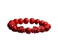 NTIYOU Bracelets Bracelet worry beads Feng Shui AmuletNatural Cinnabar Pixiu/Piya Heart Sutra BeadsAttract Lucky Wealthy Love Bangle for Women/Men Beaded(Medium)