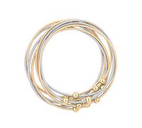 NTLX Guitar String Bracelet - Multi Strand Stackable Stretch Bracelets for Women - Bohemian Boho Bracelets - Music Lovers Fashion - Multi Color Strand Statement Bangles, 7.25 Inches, Silver Cubic